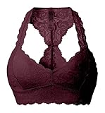 DeepTwist Womens Lace Bralette Padded Racerback Breathable Floral Lace Bra Crop Top