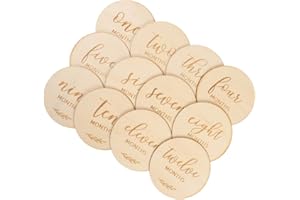 TOYANDONA Baby Monthly Cards Wooden Milestone Cards Double Sided Baby Age Markers Photo Cards Newborn Baby Birth Announcement Card for Baby Shower Keepsakes Gifts Photo Prop