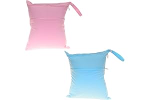 Guyode 2 Pezzi Sacca Impermeabile Design con Doppia Cerniera Wet Bag Impermeabile Porta Biancheria Sporca Riutilizzabile si Applica a Pannolini per Bambini Nuotare(Azzurro Cielo, rosa)