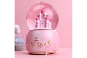 LONTG Spieluhr Kristallkugel Burg Musik Box Buntes Nachtlicht Schneekugel Autorotierende Musikspieluhr Home Dekoration Kinder Mädchen Frauen Romantisches Geschenk für Geburtstag Valentinstag Weihnachten