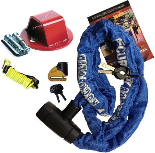 Motorcycle Motorbike Scooter RS Strike 150 Chain Lock + RS Security Ground An...
