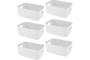 wintfarm 6 Stück Aufbewahrungsbox,Aufbewahrungskorb Kunststoff,Aufbewahrungsboxen storage boxes mit Griff für Regale,Schubladen,Wäscheschrank Mehrere zur Schrank Organizer für Küche(25 * 16.5 * 10cm)