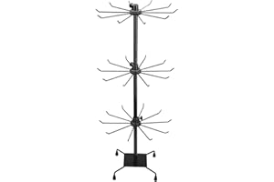 DADEA Espositore girevole per gioielli, 3 ripiani, regolabile, in metallo, da appendere, per portachiavi, orecchini, collane (1 pezzo, 71 cm)