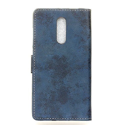 Funda Para Alcatel A7  Sunrive Funda Protecci  n Carcasa Cuero Resistente Cierre Magn  tico carcasa en folio  soporte plegable ranuras para tarjetas  retro azul    1 x L  piz   ptico