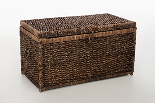 VIVANNO Elegante Truhe Wäschetruhe aus Wasserhyazinthe "Lea", Braun,84cm