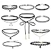 Produktbild Forever Tribe Choker Kette 10tlg Tattoo Punk Gothic Halsband (Schwarz)