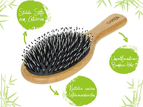 Haarbürste mit Wildschweinborsten ✮ Haarbürste aus natürlichem Bambus-Holz für kräftige und natürlich-schöne Haare für Frauen, Männer und Kinder ✮ Beste Holz-Haarbürste mit Misch-Borsten für Kopf-Massage ohne Ziepen ✮ Haarbürste mit Wildschweinborsten zum Entwirren und zur schonenden Haar-Pflege - 2