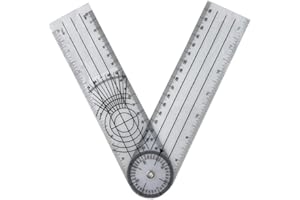 BASTOUR Medizinischer Winkelmesser, 360-Grad-Drehung Winkelmesser, Transparenter Gelenkmesser 36cm, Goniometer Physiotherapie PVC, Spinal Lineal Winkellineal für Physiotherapie, Sporttherapie, 1 Stücke