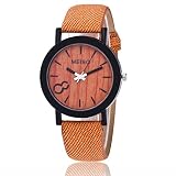 Juliyues Uhren Frauen,Damen Hölzern Farbe Lederarmband Quarz Analog Armbanuhr Geschäftsuhr Bussiness Armbanduhren