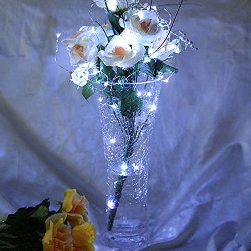 Atcket (Wei?) 6.6ft LED Kupferdraht Unterwasser-Mikro-Fee String Licht Batterie betrieben Samen Licht mit 20 Led Eiffelturm Vase f¨¹r Hochzeit Dekoration - 3