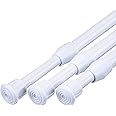 MUHOO 3PCS Extendable Curtain Poles, No Drilling Net Curtain Rods, Spring Tension Rod for Kitchen, Cupboard, Bathroom, Window, 32-50CM/12.59-19.69 Inch, White