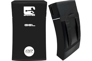 Sporteq Kick Shield Curved Pad | Shock Absorbing Gel Foam Shield For Martial Arts Training, UFC, MMA, Kickboxing and Karate | Heavy Duty PU Outer Cover