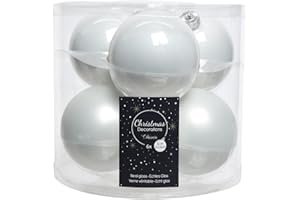 KAEMINGK Weihnachtskugeln/Christbaumkugeln aus Glas, 80 mm, emaille/matt, winterweiß
