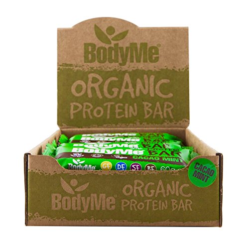 BodyMe Barra de Proteína Vegana Orgánica | Crudo Cacao Menta | 60g x 12 | Con 3 Proteínas Vegetales