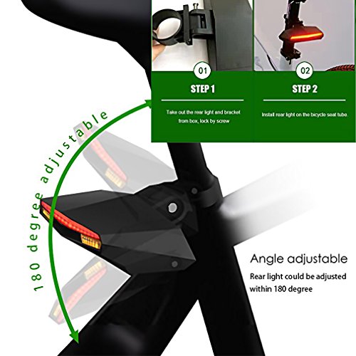 LED Rücklicht,LESHP FahrradLicht USB Aufladbare Fahrradrücklicht Motorrad Warnleuchten 3 Licht Modi ,Wasserdichte ,Energiesparen,Einfach zu Installieren - 5