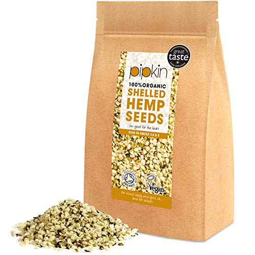 Pipkin Semi di Canapa Sgusciati 500g, 100% Biologici, Ricchi di proteine, fibre e vitamine, Senza glutine e senza OGM, Ricchi di Omega 3, 6 e 9, Adatti per Vegani e Vegetariani