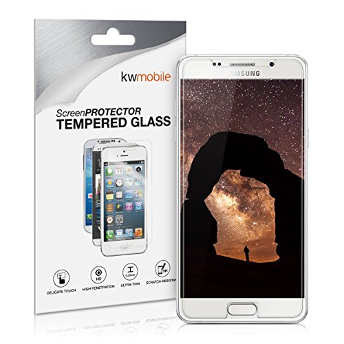 kwmobile Panzerglas Displayschutzfolie für Samsung Galaxy A5 (Version 2016) - (kleiner als das Display, da dieses gewölbt ist) Schutzglas Schutzfolie Displayschutz Glasfolie in kristallklar