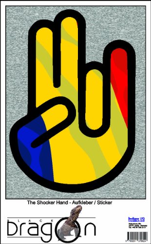 The Shocker Hand Decal Sticker Laptop skin 210x158 mm black Outline with Flag Romania-Rum nien The Shocker Hand Decal Sticker Laptop skin 210x158 mm black Outline with Flag Romania-Rumänien