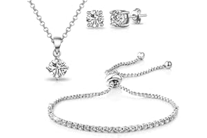 Philip Jones Silver Plated Solitaire Friendship Set Created with Zircondia® Crystals
