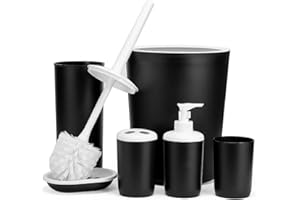 Hoomtaook Set Bagno Accessori Completo Set Bagno Accessori di 6 Plastica PP Atossica Nero