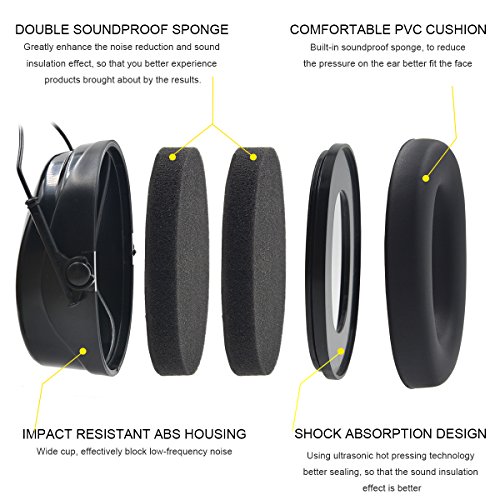 Toennesen Sicherheit Kapselgehörschützer Gehörschutz Ohrenschützer SNR 36db Ear Muffs Erwachsene für Schießen Konzert Feuerwerk mit verstellbarer Kopfbügel,faltbarem Design Blau - 3