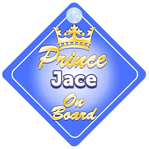 Crown Prince Jace On Board Personalised Baby / Child Boys Car Sign