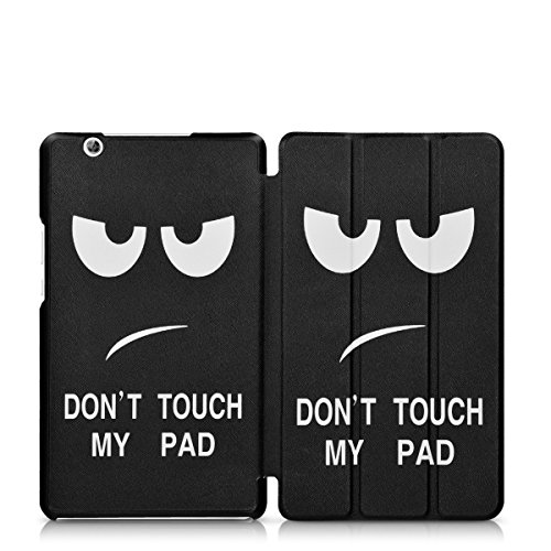 kwmobile Hülle für Huawei MediaPad M3 8.4 – Smart Cover Case Tablet Schutzhülle Kunstleder – Ultra Slim Tabletcase Don’t touch my Pad Design Weiß Schwarz - 9