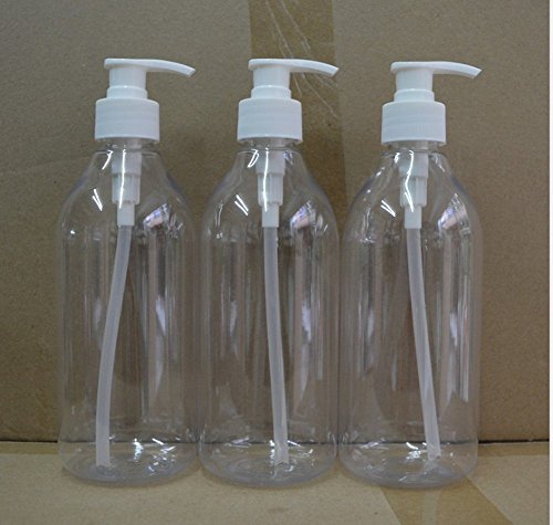 asentechuk® 3 x 500 ml transparent Kunststoff Lotion Pumpe Flasche mit Spender Pumpe Shampoo Flasche