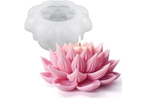 RUIYDZ 3D Lotusblume Kerzenform Duftkerze Silikonform Blume Duftkerzen Silikonformen Gießformen Silikon Kerzenformen Zum Gießen Kerzen Formen Silikon Seifenform Epoxidharz Formen Kerzen Selber Machen Set