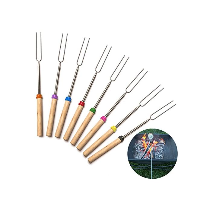 Enko Barbecue Gabel 8 X Grillspiee Bbq Spiee Edelstahl Mit Holzgriff 30cm 80cm Fr Bratwurst Wrstchen Hot Dog Marshmallows Lagerfeuer Barbecue