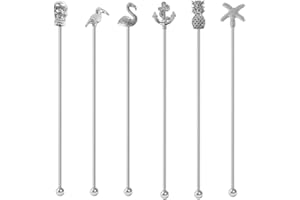 BAMI-LEE HOUSE Stainless Steel Swizzle Stick, 6 pcs Coffee Beverage Stirrers Drink Stirrers, Stirrer Reusable Fit for Mixing Cocktail, Whiskey Hot Cocoa,Creamer (Silver)