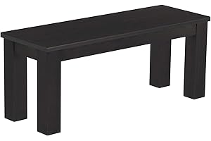 ‎B.R.A.S.I.L.-MÖBEL Sitzbank 110 cm Rio Classico Ebenholz Pinie Massivholz Esszimmerbank Küchenbank Holzbank - Größe und Farbe wählbar Brasilmöbel