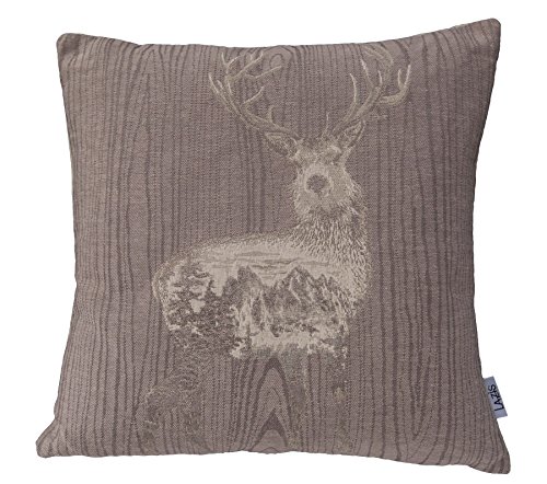 Wendekissen braun mit Hirsch Stickerei 45x45 aus Baumwolle von Lazis