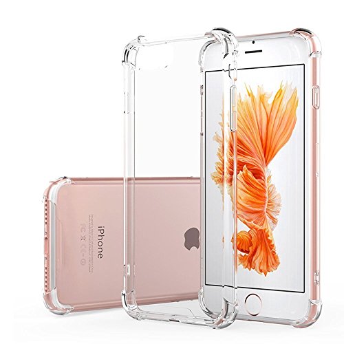 [2 Pack Screen Protector] iPhone 8 Plus / 7 Plus Case, MaxTeck Shock Absorption Transparent Rubber Case [Clear Grip] Slim Flexible TPU Bumper Cover with 2 Screen Protector for Apple iPhone 8 Plus / 7 Plus 5.5