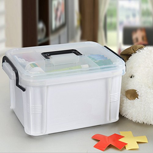 Medizinschränke, iTECHOR Hilfe Koffer Medizin-Box Aufbewahrungsbox Medikamentenbox Arzneimittel-Box Medizinbehälter mit Tragegriff, M(38×28×21cm) - 6