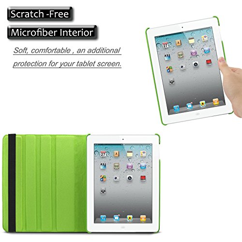 iPad 2 3 4 Hülle,Infiland PU Ledertasche lederhülle 360°Drehbarer Stand Smart Cover Case Schutzhülle Tasche Etui für Apple iPad 2,iPad 3, iPad 4(mit Auto Schlaf / Wach Funktion)(Grün) - 4