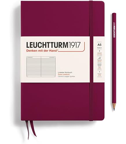 Carnet Leuchtturm1917 Medium A5 - 251 Pages Numérotées, Couverture Rigide, Ligné, Couleur Rising Sun