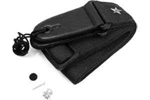 Alnicov Sangle de guitare en coton de 5,5 cm - Sangle d'épaule réglable en coton pour guitare acoustique, guitare électrique et basse (noir)