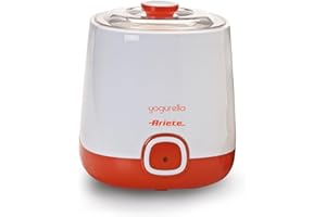 Ariete 621 Yogurtera, capacidad 1 litro, 20 W, 12 horas preparación, tapa doble, diseño compacto apto lavavajillas, color blanco naranja
