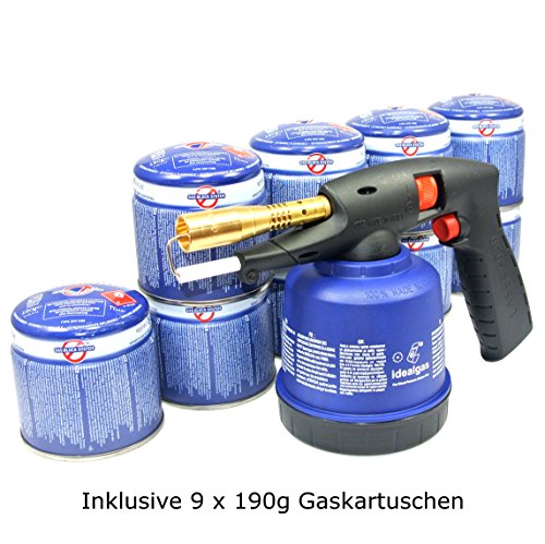 Lötlampe Lötbrenner Bunsenbrenner Piezo löten Lötgerät Laser 3000 + 9 Gas-Kartuschen - 3