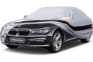 HOLTHLY 10 Layers Saloon Car Cover Waterproof Breathable Large,100% Waterproof Outdoor Car Covers Rain Snow UV Dust Protection Custom Fit for Volkswagen Passat, Jaguar Xe, BMW 3 Series, Audi A4, Etc.