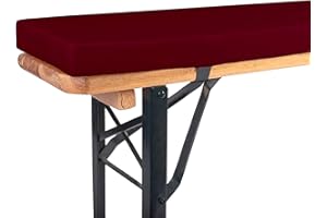 ‎TEXDEKO TexDeko® Bierbankauflage gepolstert 220x25x4cm XL für Bierzeltgarnitur Bankauflage waschbar mit Reißverschluss zum selber aufziehen (Bordeaux wasserabweisend)