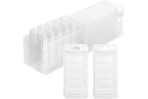 Poggapp 50 Pcs Wax Melt Containers, 5-Cavity Clamshell Molds, Clear Empty Plastic Molds for DIY Candles Making