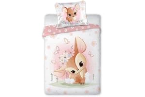 ‎CLEAVEN CLEAVEN Kinderbettwäsche 100x135 cm | Baby Bettwäsche aus 100% Baumwolle – weich, atmungsaktiv und hautfreundlich | Bettwäsche Kinder für ruhigen Schlaf | Babybettwäsche mit Wendemotiv | REH 003