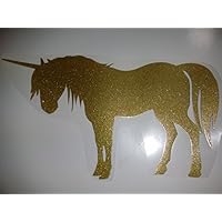 Bügelbild, Motiv: Einhorn, Farbe: goldglitzernd, Größe: 21x12,5cm, heißsiegelfähige Flexfolie