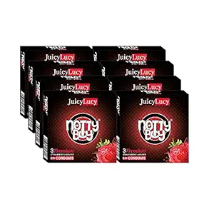 NOTTY BOY JuicyLucy Strawberry Flavour Condom For Men - 21 Count (Pack of 7)
