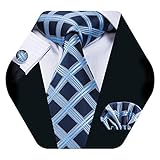 👔Men Tie - Longitud 59 pulgadas / 150cm; Ancho 3.35 pulgadas /8.5cm; Pañuelo: 9 pulgadas x 9 pulgadas (23 cm x 23 cm); Diámetro de la mancuerna: 0.55 pulgadas / 1.4cm
