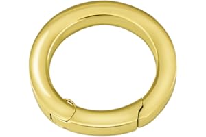 Quiges Clip Ring Carrier Gold 17 mm Stainless Steel Connector for Necklace and Coin Pendant with Push Spring Clasp
