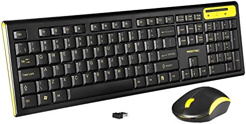 Reetec Full-Size 2.4GHz Wireless Whisper-quiet Compact Keyboard and Mouse Set Combo for PC Mac Laptop Tablet (Black)