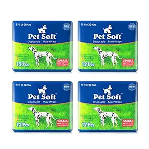 Pet Soft Disposable Male Wrap Dog Diaper 12-72 pcs (48 Count S, White)
